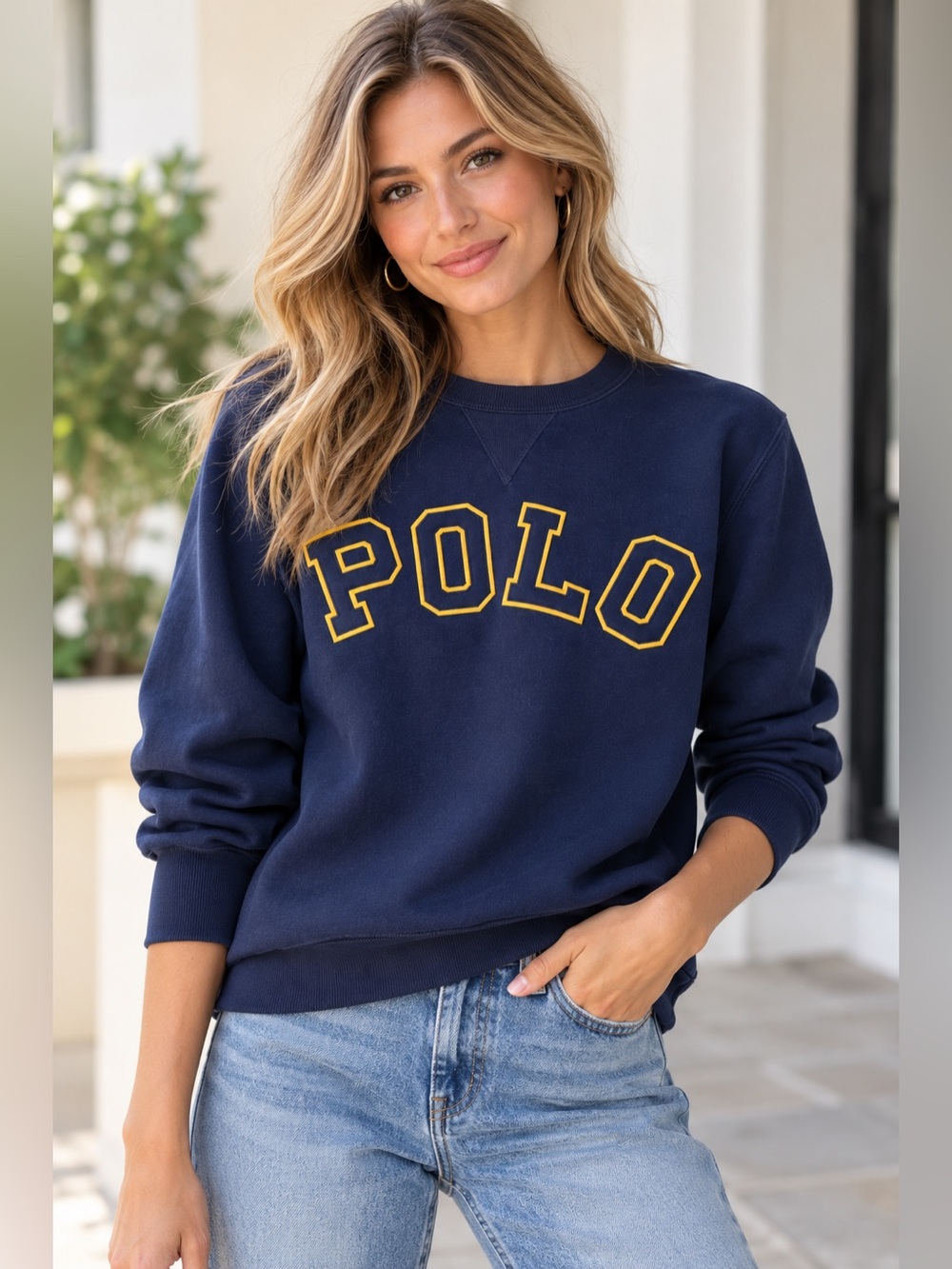 Polo Ralph Lauren Navy Vintage 90s Logo Sweatshirt Crewneck Size Small